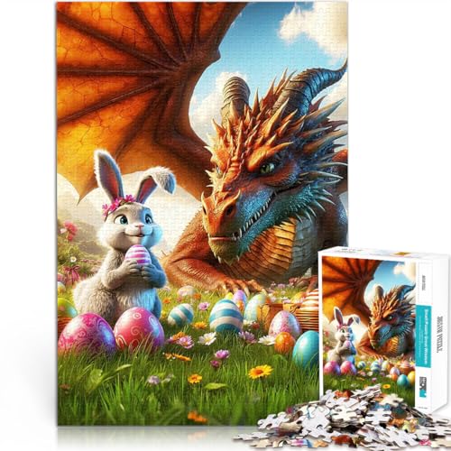 Puzzle für Erwachsene, 1000 Teile Spielzeug für die ganze Familie Drachen-Osterbegegnung Verbessern Sie das Gedächtnis38x26cm von AITEXI