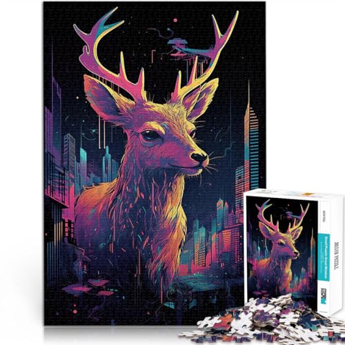 Puzzle für Erwachsene, 1000 Teile für Lernspiel-Herausforderungsspielzeug Göttlicher Lichtstromhirsch Wohnkunstdekor52x38cm von AITEXI