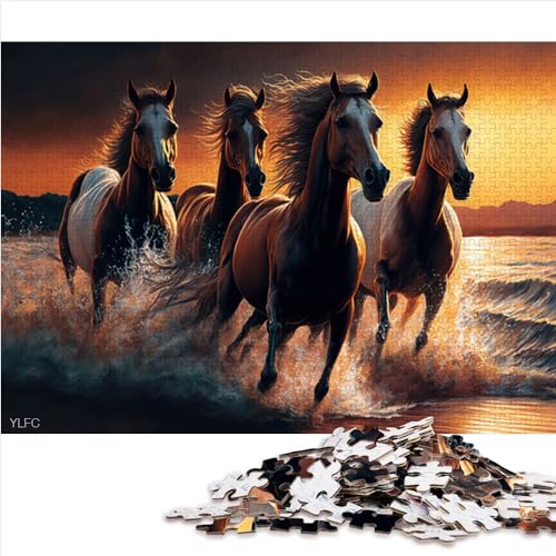 Puzzle für Erwachsene, 1000 schöne laufende Pferde, Puzzle für Kinder, recycelter Karton, für Frauen und Männer, Lernspiele für Erwachsene und Kinder, 1000 Teile (26 x 38 cm) von AITEXI