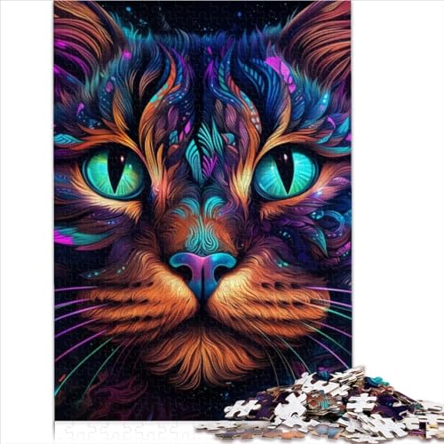 Puzzle für Erwachsene, 1000-teiliges Puzzle, geheimnisvolle Katze, Premium-Recyclingbrett für Erwachsene und Kinder ab 12 Jahren, Kunstwerk von （26x38cm） von AITEXI