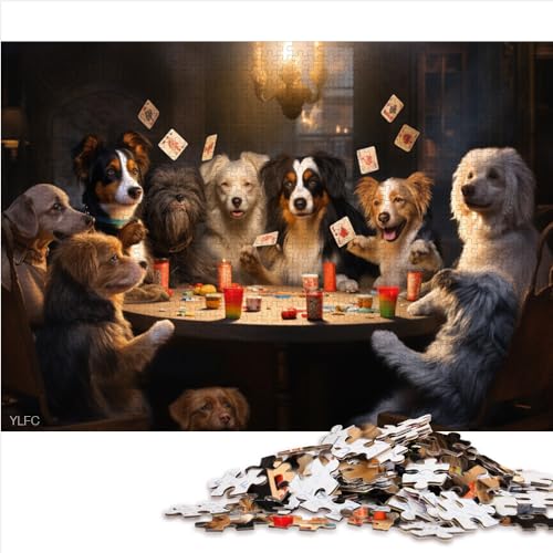 Puzzle für Erwachsene, Hunde Spielen Poker, 1000 Teile, für Erwachsene, Papppuzzles für Erwachsene und Kinder ab 10 Jahren, lustiges Familienpuzzle (26 x 38 cm) von AITEXI