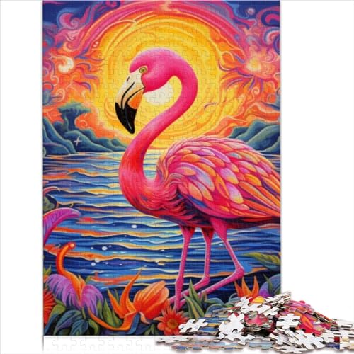 Puzzle für Erwachsene, Kunst, Psychedelischer Flamingo, 1000 Teile, Holzpuzzle für Erwachsene und Kinder ab 10 Jahren, Künstlersammlung, Fine Art, 1000 Teile (50 x 75 cm) von AITEXI