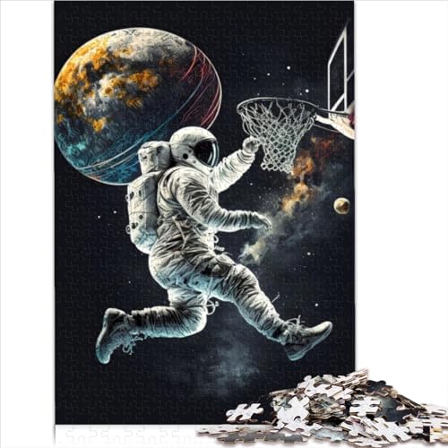 Puzzle für Erwachsene, Puzzle Astronaut Basketball, Weltraumpuzzle für Erwachsene, 500 Teile, Holzpuzzle für Erwachsene und Kinder ab 12 Jahren, lustige Puzzlespiele (52 x 38 cm) von AITEXI
