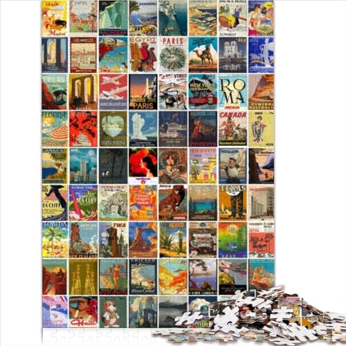 Puzzle für Erwachsene, Vintage-Reise-Wandkunst-Puzzle, Geschenk, Holzpuzzle, lustige Familienpuzzles für Erwachsene, Puzzle zum Anfassen, Familiendekoration, 1000 Stück (50 x 75 cm) von AITEXI
