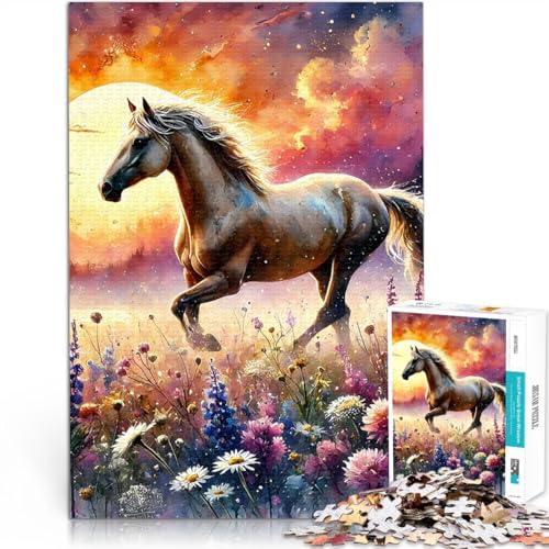 Puzzle für Erwachsene 1000 Teile Anspruchsvolles Spiel und Familienspaß Pferd rennt durch Feld Die Liebe zwischen Paaren stärken75x50cm Puzzle für Erwachsene 1000 Teile Anspruchsvolles Spiel und Familienspaß Pferd rennt durch Feld Die Liebe zwischen Paaren stärken75x50cm von AITEXI