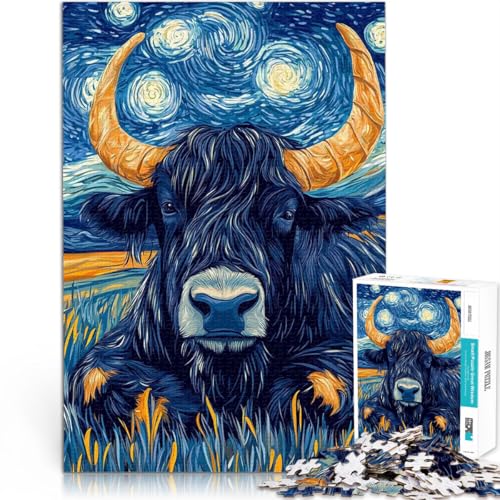 Puzzle für Erwachsene 1000 Teile Anspruchsvolles Spiel und Familienspaß Sternennachtsbulle Wunschliste mit dem Weihnachtsmann75x50cm von AITEXI