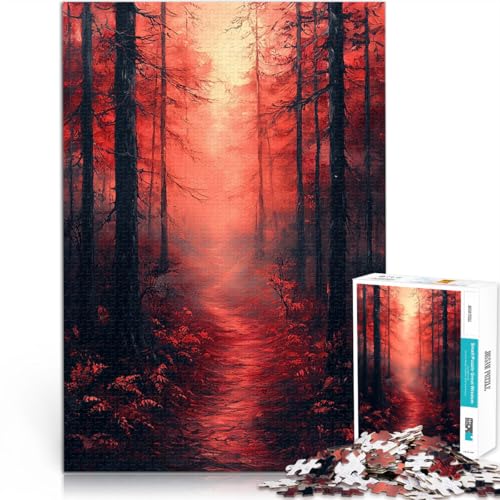 Puzzle für Erwachsene 1000 Teile Denkspiel Verzauberter purpurner Wald in monochromem Rot Verbessern Sie das Gedächtnis38x26cm von AITEXI