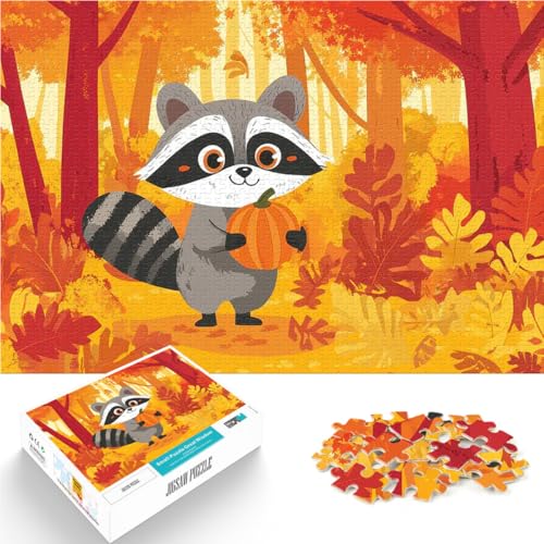 Puzzle für Erwachsene 1000 Teile Denkspiel Waschbär mit Kürbis im Herbstwald Wanddekoration Einzigartige Geburtstags- und Weihnachtsgeschenke38x26cm Puzzle für Erwachsene 1000 Teile Denkspiel Waschbär mit Kürbis im Herbstwald Wanddekoration Einzigartige Geburtstags- und Weihnachtsgeschenke38x26cm von AITEXI