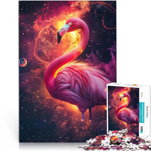 Puzzle für Erwachsene 1000 Teile Geschenke zum Suchbegriff: Herausfordernde Spiele Weltraumflamingo Heimdekoration75x50cm von AITEXI
