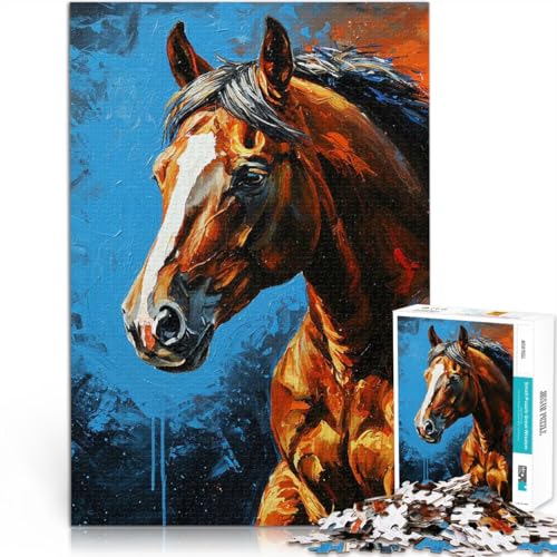 Puzzle für Erwachsene 1000 Teile Herausforderndes Spiel Pferdeporträtmalerei denn eignet ganze Familie52x38cm von AITEXI