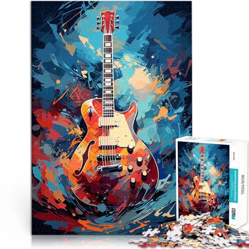 Puzzle für Erwachsene 1000 Teile Herausforderndes Spielspielzeug Ölgemälde Gitarre einzigartiges Herausforderungsspiel75x50cm von AITEXI