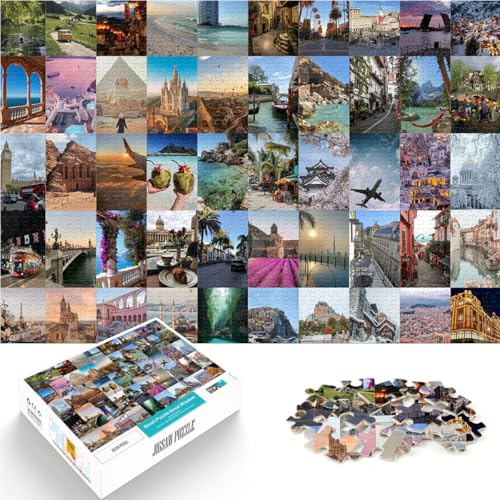 Puzzle für Erwachsene 1000 Teile Intellektuelles Spiel Reiseplakatcollage eignet ganze Familie75x50cm Puzzle für Erwachsene 1000 Teile Intellektuelles Spiel Reiseplakatcollage eignet ganze Familie75x50cm von AITEXI