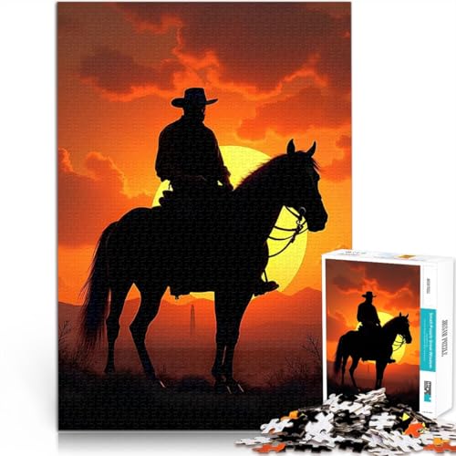 Puzzle für Erwachsene 2000 Teile Intellektuelles Spiel Reitersilhouette bei Sonnenuntergang Verbessern Sie das Gedächtnis70x100cm von AITEXI