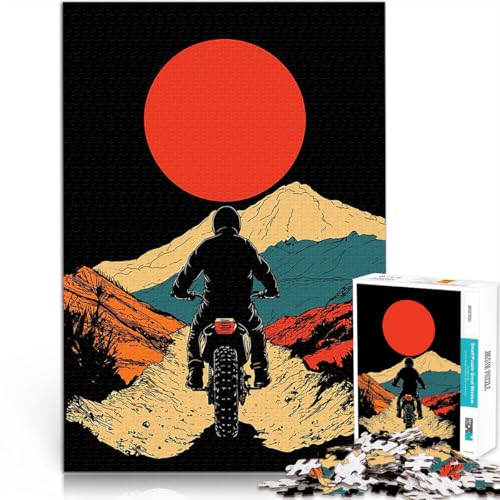Puzzle für Erwachsene 1000 Teile Lernspiele DIY Spielzeug Motorradtour bei Sonnenuntergang Lernspiel für Geburtstag, Weihnachten38x26cm von AITEXI