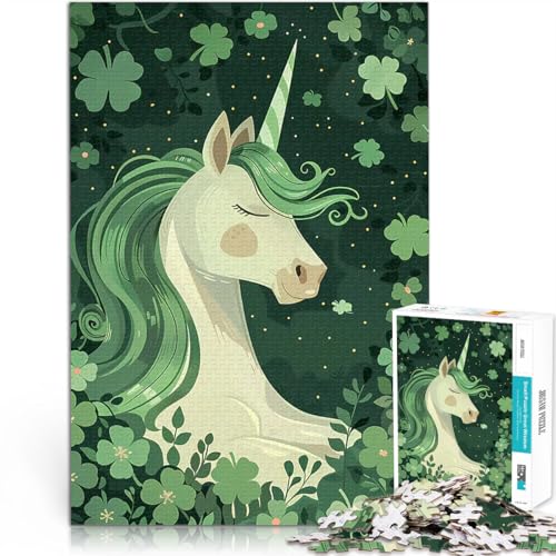 Puzzle für Erwachsene 1000 Teile Lernspiele Heimdekoration Einhorn St. Patricks Day Geburtstagsgeschenk, Geschenke52x38cm von AITEXI