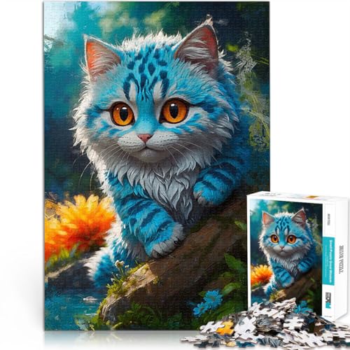 Puzzle für Erwachsene 1000 Teile Lernspiele Heimdekoration Lächelnde Katze auf den Felsen Lernspiel für Geburtstag, Weihnachten75x50cm von AITEXI