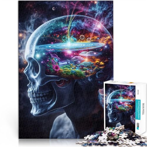 Puzzle für Erwachsene 1000 Teile Pädagogisches Spielzeug zum Stressabbau Kosmischer Visionärsschädel Heimdekoration Spielzeug38x26cm von AITEXI