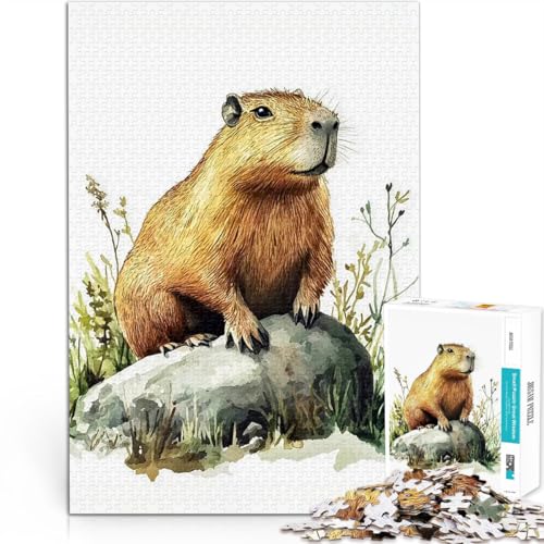 Puzzle für Erwachsene 1000 Teile Quizspiel Capybara-Aquarell-Illustration mit vollständig ineinander greifenden, zufällig geformten Teilen38x26cm Puzzle für Erwachsene 1000 Teile Quizspiel Capybara-Aquarell-Illustration mit vollständig ineinander greifenden, zufällig geformten Teilen38x26cm von AITEXI