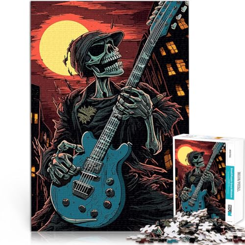 Puzzle für Erwachsene 1000 Teile Spielzeug Lernspiele Stressabbau Skelett mit Gitarre einzigartiges Herausforderungsspiel75x50cm von AITEXI