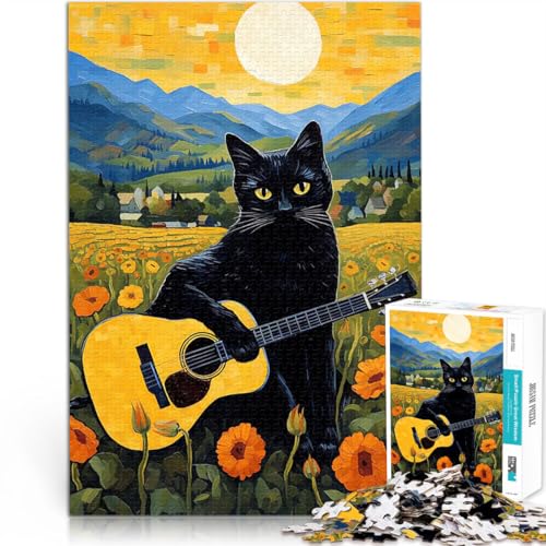 Puzzle für Erwachsene 1000 Teile Spielzeug für die ganze Familie Schwarze Katze spielt Gitarre Tolle Geschenke und Spielzeuge70x100cm Puzzle für Erwachsene 1000 Teile Spielzeug für die ganze Familie Schwarze Katze spielt Gitarre Tolle Geschenke und Spielzeuge70x100cm von AITEXI