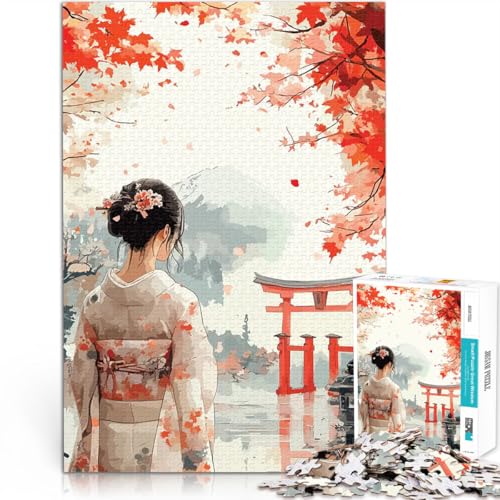 Puzzle für Erwachsene 1000 Teile Stressabbau-Spielzeug Japanerin im Kimono Jedes Stück ist einzigartig – Anspruchsvolles Familienspiel75x50cm von AITEXI