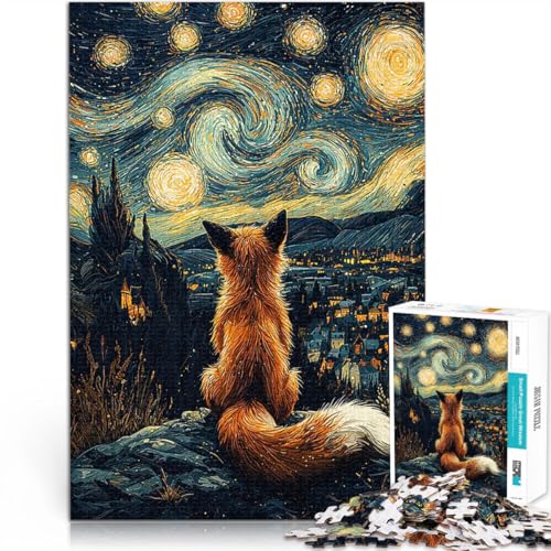 Puzzle für Erwachsene 1000 Teile für Lernspiel-Herausforderungsspielzeug Fuchs unter der Sternennacht Geburtstagsgeschenk75x50cm von AITEXI