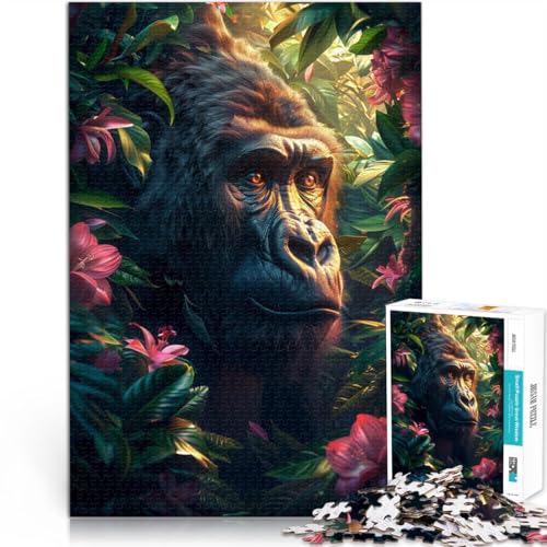 Puzzle für Erwachsene 1000 Teile für Lernspiel-Herausforderungsspielzeug Majestätischer Gorilla im Dschungel Heimdekoration38x26cm von AITEXI