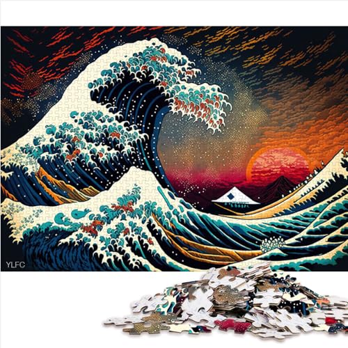 AITEXI Holzpuzzle für Erwachsene: Große Welle vor Kanagawa, 1000 Teile, 50 x 75 cm, Klassisch, Unisex, Ab 14 Jahren von AITEXI