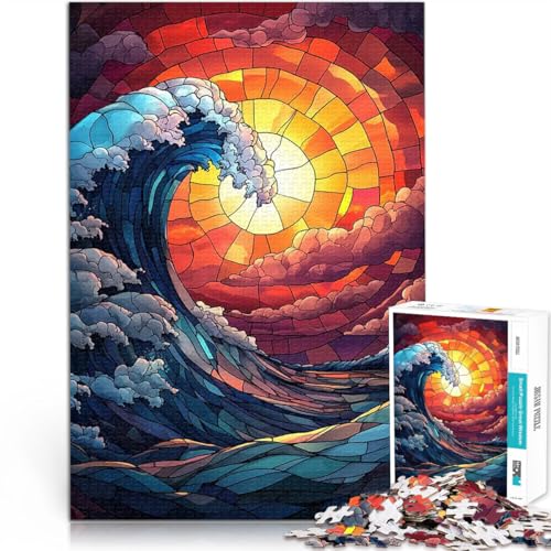 Puzzle für Erwachsene mit 1000 Teilen Anspruchsvolles Spiel und Familienspaß Buntglaswelle Wunschliste mit dem Weihnachtsmann52x38cm von AITEXI