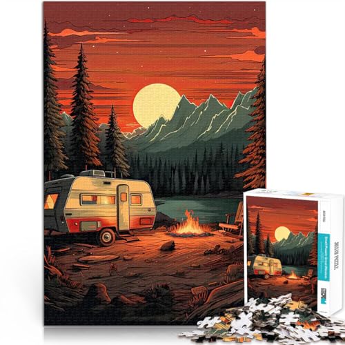 Puzzle für Erwachsene mit 1000 Teilen Anspruchsvolles Spiel und Familienspaß Das Lagerfeuer in den Bergen Wanddekoration52x38cm von AITEXI