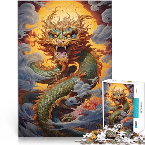 Puzzle für Erwachsene mit 1000 Teilen Anspruchsvolles Spiel und Familienspaß Drachenwellen Japanisch Wanddekoration38x26cm von AITEXI
