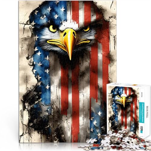 Puzzle für Erwachsene mit 1000 Teilen DIY-Spielzeug USA Flagge Adler Vogel Jedes Stück ist einzigartig – Anspruchsvolles Familienspiel38x26cm von AITEXI