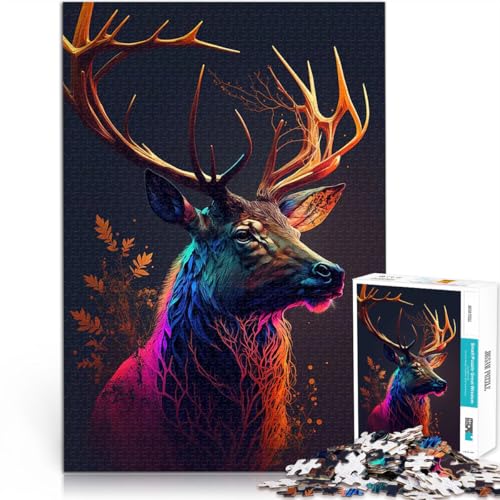 Puzzle für Erwachsene mit 1000 Teilen Dekomprimierendes intellektuelles Lernspielzeug Hirsch Neon mit passendem Poster und Quizblatt38x26cm Puzzle für Erwachsene mit 1000 Teilen Dekomprimierendes intellektuelles Lernspielzeug Hirsch Neon mit passendem Poster und Quizblatt38x26cm von AITEXI