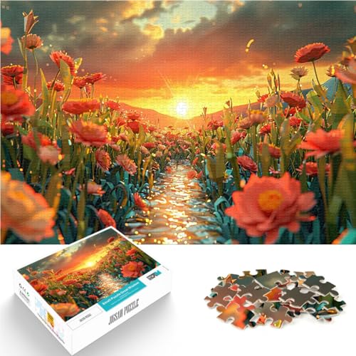 Puzzle für Erwachsene mit 1000 Teilen Denkspiel Golden Sunset Creek mit leuchtenden Blüten Geeignet für die Schreibtischdekoration75x50cm Puzzle für Erwachsene mit 1000 Teilen Denkspiel Golden Sunset Creek mit leuchtenden Blüten Geeignet für die Schreibtischdekoration75x50cm von AITEXI
