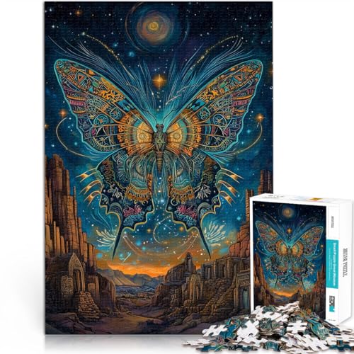 Puzzle für Erwachsene mit 1000 Teilen Intellektuelles Spiel Fantasie-Schmetterlingstotem Lernspiel für Geburtstag, Weihnachten38x26cm von AITEXI