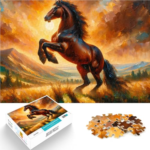 Puzzle für Erwachsene mit 1000 Teilen Intellektuelles Spiel Pferd im goldenen Sonnenuntergang Lernspiel für Geburtstag, Weihnachten38x26cm Puzzle für Erwachsene mit 1000 Teilen Intellektuelles Spiel Pferd im goldenen Sonnenuntergang Lernspiel für Geburtstag, Weihnachten38x26cm von AITEXI