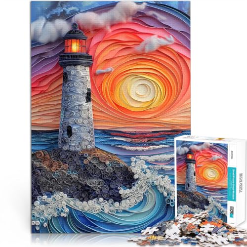 Puzzle für Erwachsene mit 1000 Teilen Lernspiele DIY Spielzeug Sonnenuntergangs-Leuchtfeuer Geburtstagsgeschenk, Geschenke38x26cm von AITEXI