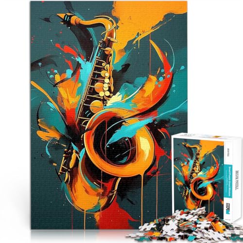 Puzzle für Erwachsene mit 1000 Teilen Lernspiele Heimdekoration Saxophon - Abstrakte Kunst Lernspiel für Geburtstag, Weihnachten75x50cm von AITEXI