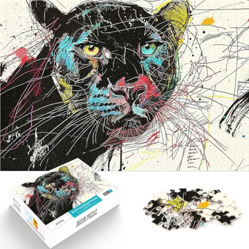 Puzzle für Erwachsene mit 1000 Teilen Lernspiele Heimdekoration Skizze Schwarzer Panther Lernspiel für Geburtstag, Weihnachten70x100cm von AITEXI