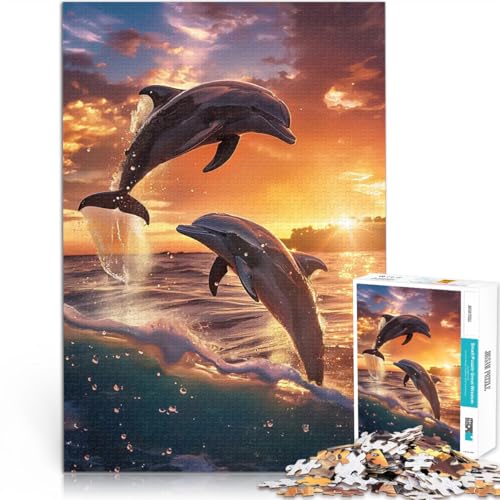 Puzzle für Erwachsene mit 2000 Teilen Pädagogisches Spielzeug zum Stressabbau Delfin-Sonnenuntergangstanz Geburtstagsgeschenk70x100cm von AITEXI