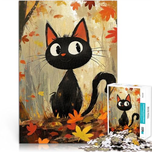 Puzzle für Erwachsene mit 1000 Teilen Pädagogisches Spielzeug zum Stressabbau Herbstkatzenkunst einzigartiges Herausforderungsspiel75x50cm von AITEXI