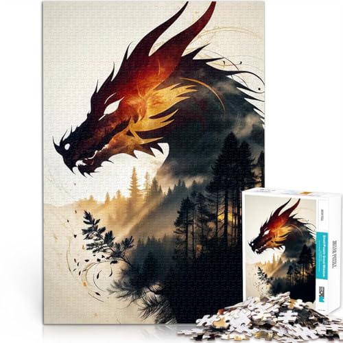 Puzzle für Erwachsene mit 1000 Teilen Spiel Drachenwald-Silhouette denn eignet ganze Familie38x26cm von AITEXI