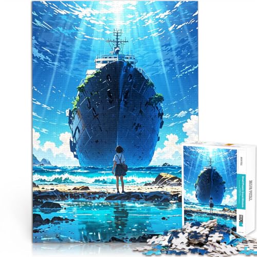 Puzzle für Erwachsene mit 1000 Teilen Spielzeug Lernspiele Stressabbau Versunkenes Schiff und Mädchen EIN Kunstwerk75x50cm von AITEXI
