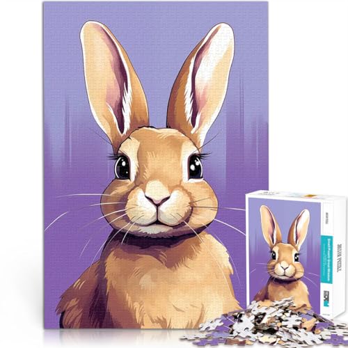Puzzle für Erwachsene mit 1000 Teilen Stressabbau-Spielzeug Niedliches Häschenporträt Geeignet für die Schreibtischdekoration75x50cm von AITEXI
