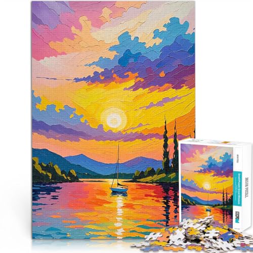 Puzzle für Erwachsene mit 1000 Teilen Stressabbau-Spielzeug Segelboot bei Sonnenuntergang Lernspiel für Geburtstag, Weihnachten75x50cm von AITEXI