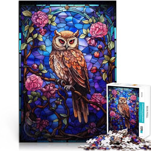 Puzzle für Erwachsene mit 1000 Teilen für Lernspiel-Herausforderungsspielzeug Eule im Buntglasstil Geschenkideen70x100cm von AITEXI