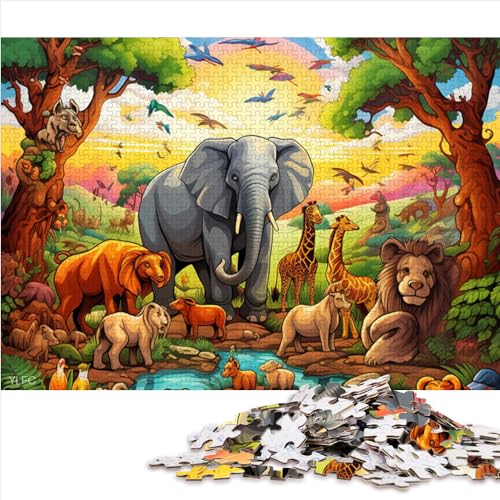 Puzzle für Erwachsene und Kinder, afrikanische Tiere, Puzzle für Erwachsene, 1000 Teile, Premium-Karton, für Erwachsene und Kinder ab 10 Jahren, tolles Geschenk für Erwachsene (26 x 38 cm) von AITEXI