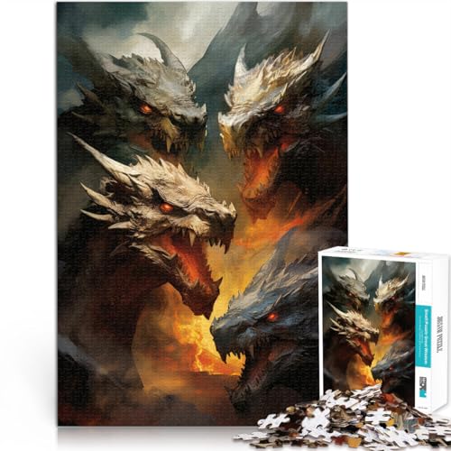 Puzzle für Jugendliche 1000 Teile Anspruchsvolles Spiel und Familienspaß Drachen-Kunstwerk Lernspiel für Geburtstag, Weihnachten75x50cm von AITEXI