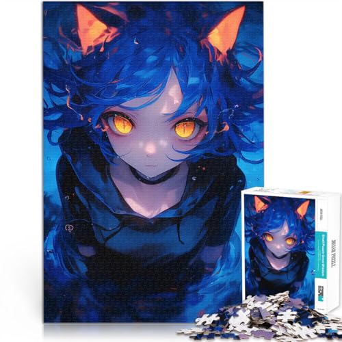 Puzzle für Jugendliche 1000 Teile Denkspiel Blauhaariges Anime-Mädchen mit Katzenohren Lernspiel für Geburtstag, Weihnachten70x100cm Puzzle für Jugendliche 1000 Teile Denkspiel Blauhaariges Anime-Mädchen mit Katzenohren Lernspiel für Geburtstag, Weihnachten70x100cm von AITEXI