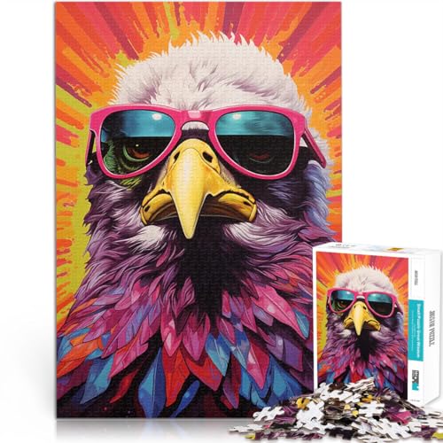 Puzzle für Jugendliche 1000 Teile Denkspiel Cooler Adler mit Sonnenbrille Jedes Stück ist einzigartig – Anspruchsvolles Familienspiel70x100cm von AITEXI